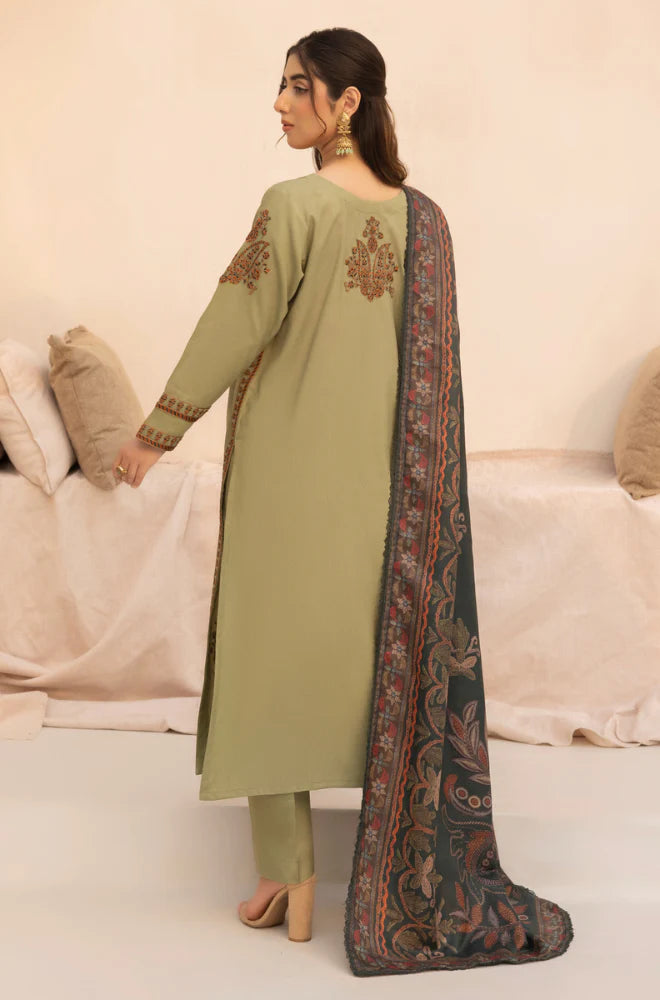 MOHAGNI.-3PC LAWN EMBROIDERED SHIRT WITH MONARK PRINT DUPATTA AND TROUSER-BIC-3579