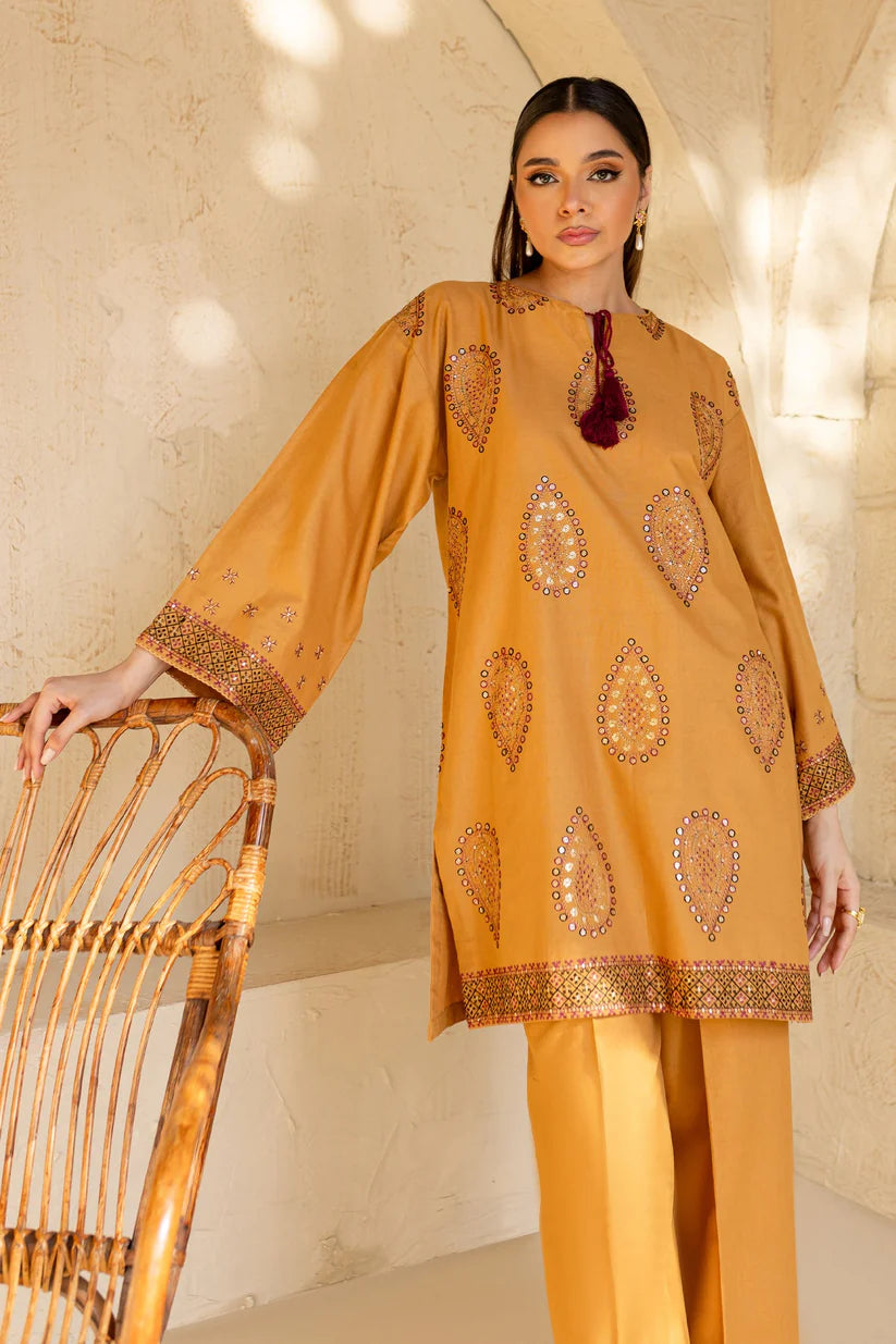 BATIK-2PC DHANAK EMBROIDRED SHIRT WITH AND EMBROIDRED TROUSER-BIC-3334