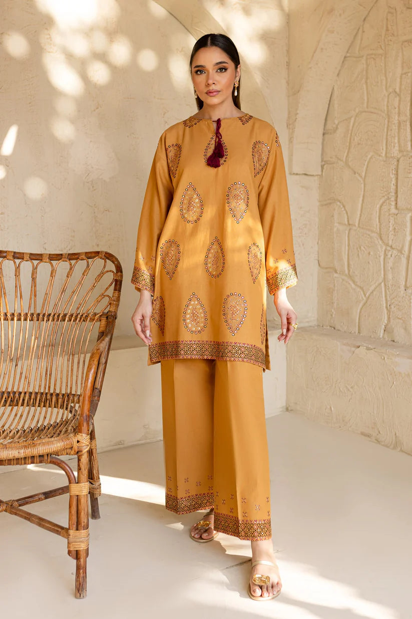 BATIK-2PC DHANAK EMBROIDRED SHIRT WITH AND EMBROIDRED TROUSER-BIC-3334