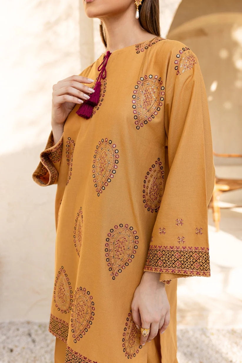 BATIK-2PC DHANAK EMBROIDRED SHIRT WITH AND EMBROIDRED TROUSER-BIC-3334