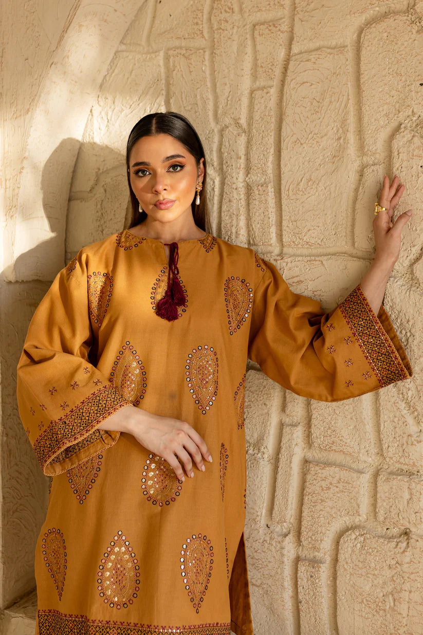 BATIK-2PC DHANAK EMBROIDRED SHIRT WITH AND EMBROIDRED TROUSER-BIC-3334