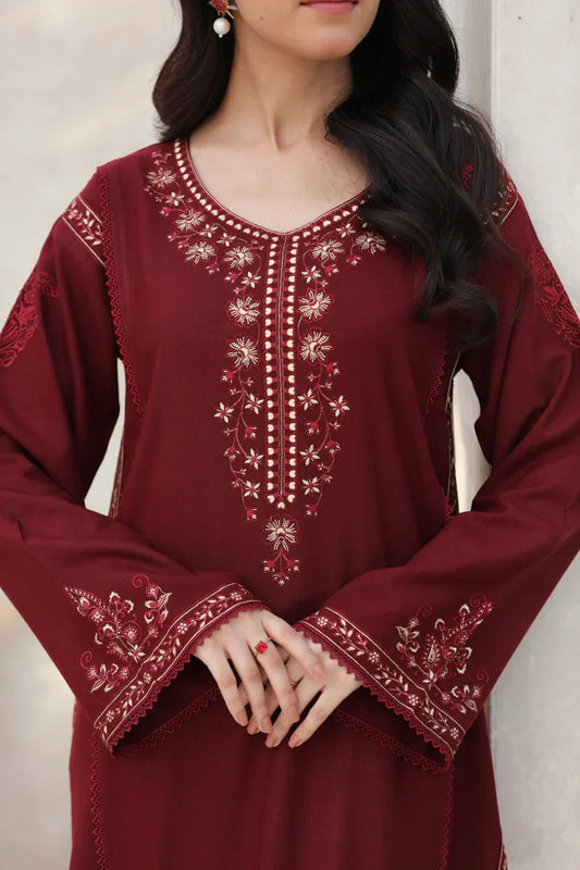 FEROZAE-2PC LAWN EMBROIDERED SHIRT WITH LAWN EMBROIDERED SLEEVES-BIC-3458