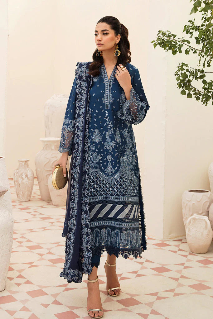 AFROZE-3PC LAWN EMBROIDERED SHIRT WITH CHIFFON EMBROIDERED DUPATTA AND TROUSER-BIC-3596