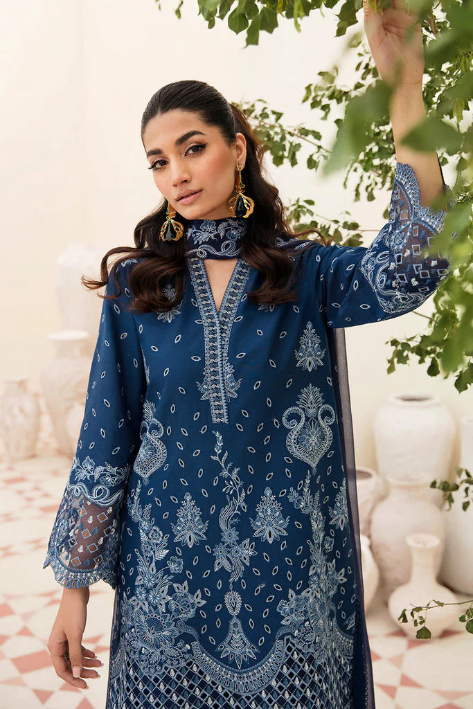 AFROZE-3PC LAWN EMBROIDERED SHIRT WITH CHIFFON EMBROIDERED DUPATTA AND TROUSER-BIC-3596