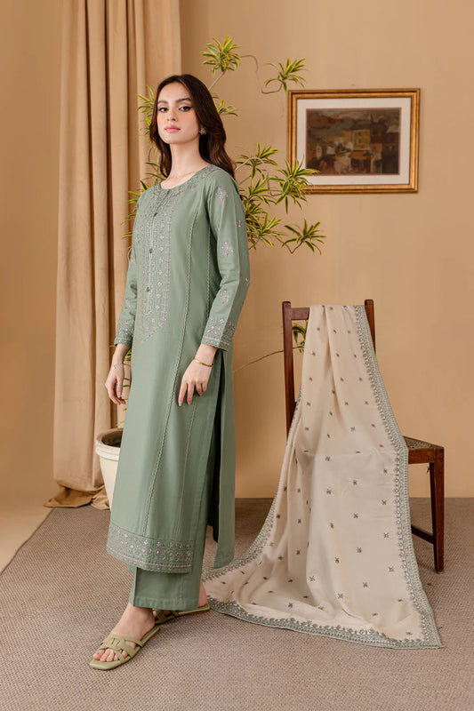 JAZMIN - 3PC LAWN EMBROIDERED SHIRT WITH LAWN EMBROIDERED DUPATTA AND LAWN TROUSER-BIC-3501