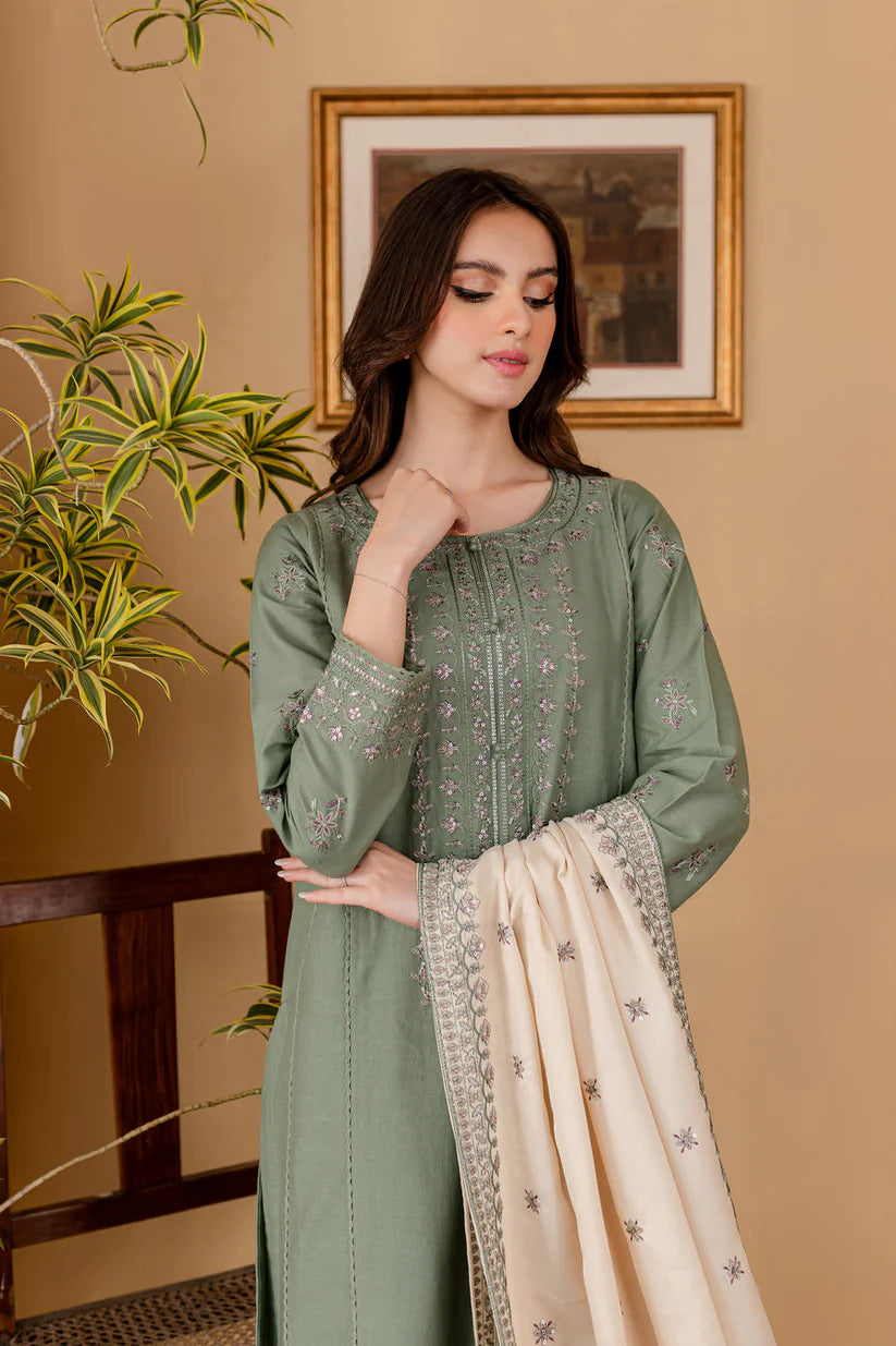 JAZMIN - 3PC LAWN EMBROIDERED SHIRT WITH LAWN EMBROIDERED DUPATTA AND LAWN TROUSER-BIC-3501