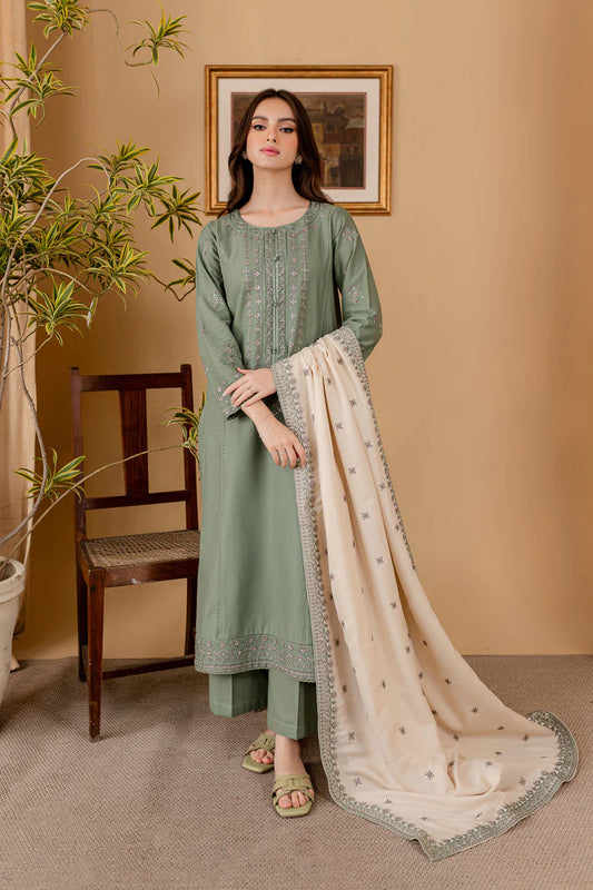 JAZMIN - 3PC LAWN EMBROIDERED SHIRT WITH LAWN EMBROIDERED DUPATTA AND LAWN TROUSER-BIC-3501