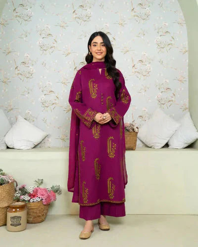 SAPPHIRE-3PC LAWN EMBROIDERED SHIRT WITH BAMBER CHIFFON EMBROIDERED DUPATTA AND LAWN TROUSER-BIC-3636