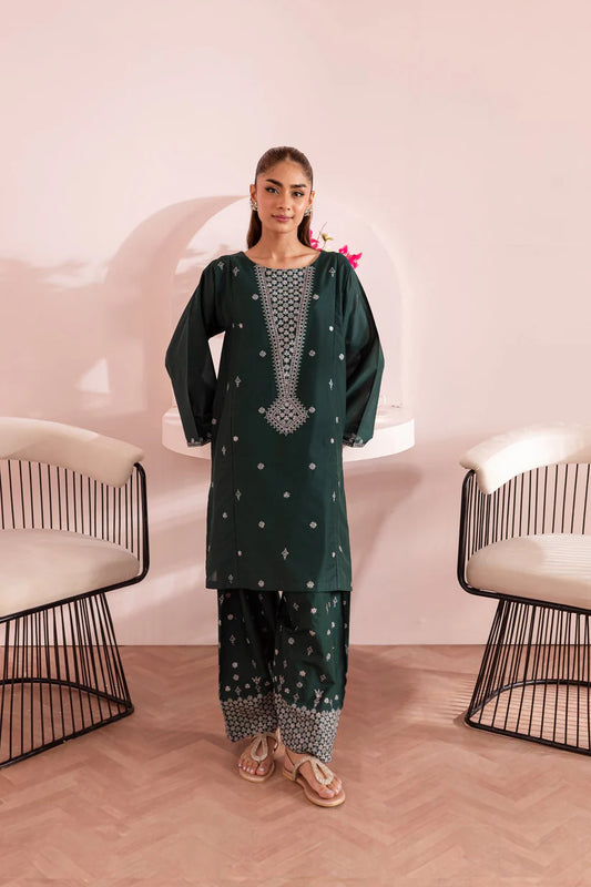 JAZMIN-2 PC DHANAK EMBROIDRED SHIRT WITH AND EMBROIDRED TROUSER-BIC-3314