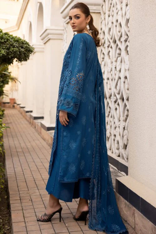 VSAL-3PC CHIKENKARI LAWN EMBROIDERED WITH BAMBER CHIFFON EMBROIDERED DUPATTA- BIC-4017