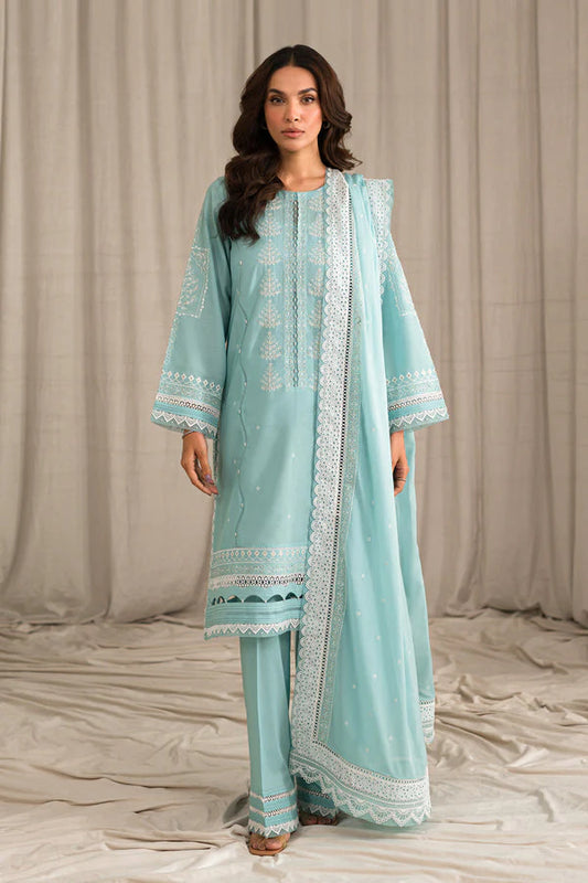 SEHAR BY MIRAJ- LAWN 3PC EMBROIDERED SHIRT WITH ORGANZA EMBROIDERED DUPATTA WITH TROUSER -BIC- 2805