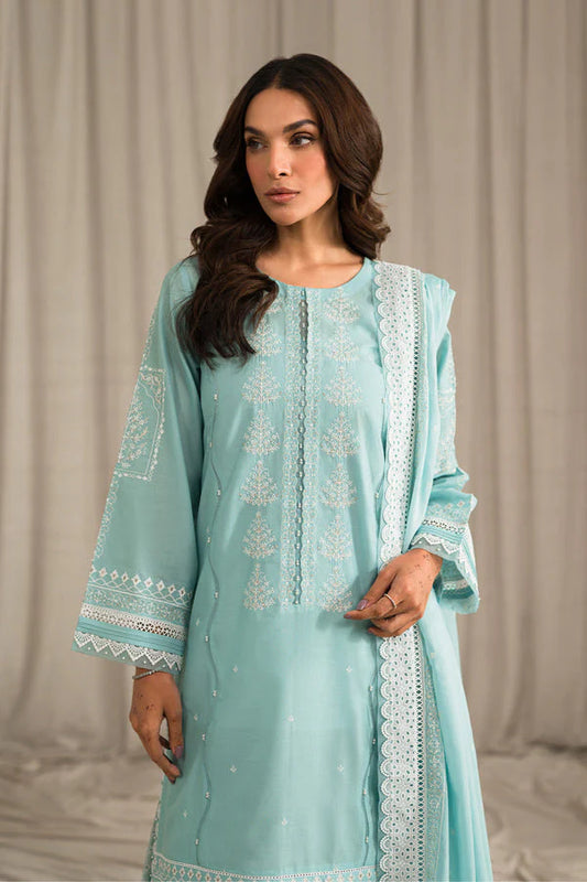 SEHAR BY MIRAJ- LAWN 3PC EMBROIDERED SHIRT WITH ORGANZA EMBROIDERED DUPATTA WITH TROUSER -BIC- 2805