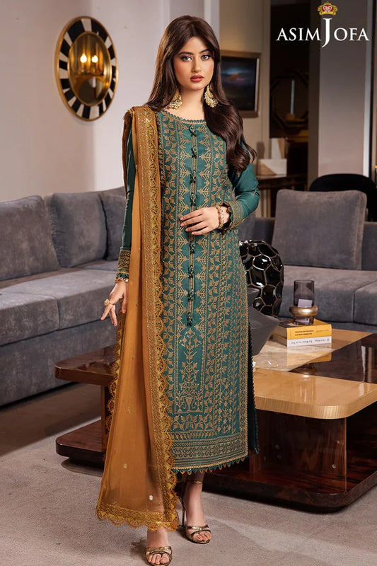 ASIM JOFA -3PC LAWN EMBROIDERED WITH BAMBER CHIFFON EMBROIDERED DUPATTA-BIC-3585