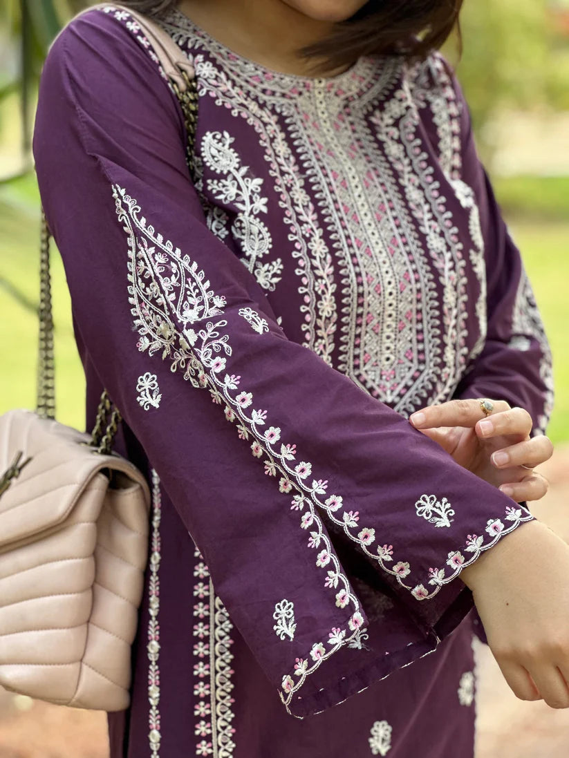 URGE-2PC DHANAK EMBROIDRED SHIRT WITH AND EMBROIDRED TROUSER-BIC-3324