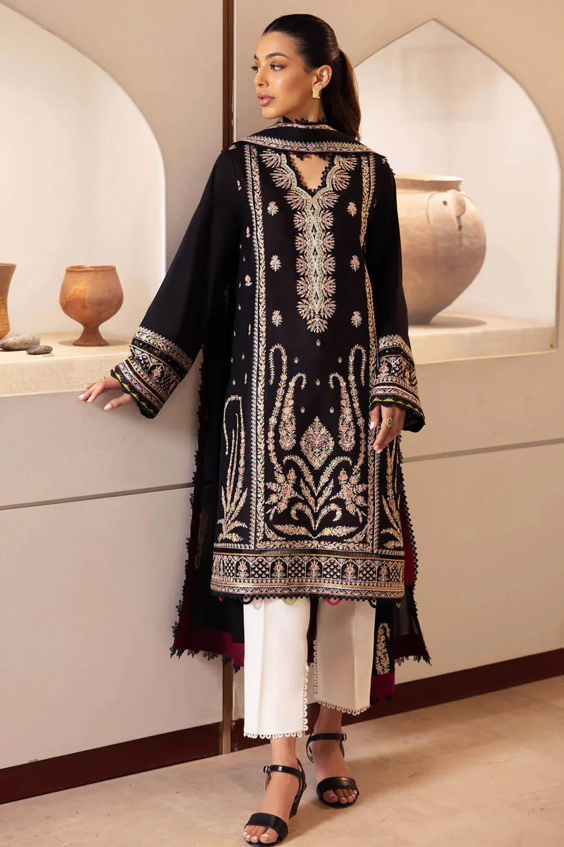 ZAHA- 3PC LAWN EMBROIDERED SHIRT WITH CHIFFON EMBROIDERED DUPATTA-BIC-2866