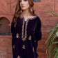 URGE - 2PC VELVET HEAVT EMBROIDERED SHIRT WITH VELEVT EMBROIDERED SLEEVES & VELVET TROUSER-BIC-D22 MICROO 9000