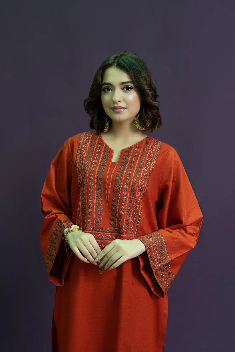 URGE-2PC DHANAK EMBROIDRED SHIRT WITH AND EMBROIDRED TROUSER-BIC-3126