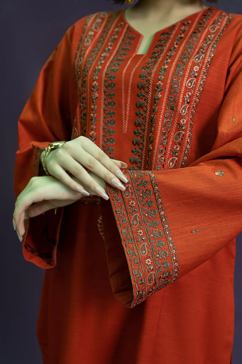 URGE-2PC DHANAK EMBROIDRED SHIRT WITH AND EMBROIDRED TROUSER-BIC-3126