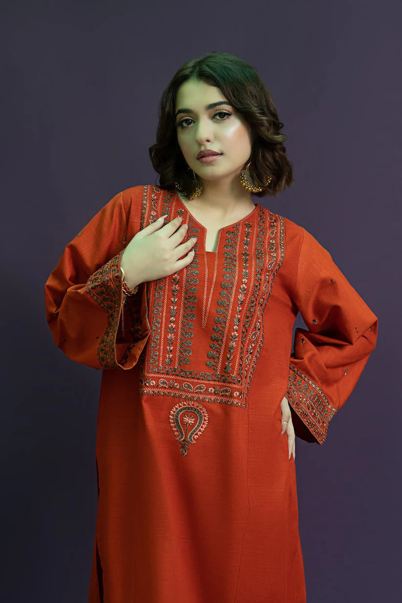 URGE-2PC DHANAK EMBROIDRED SHIRT WITH AND EMBROIDRED TROUSER-BIC-3126