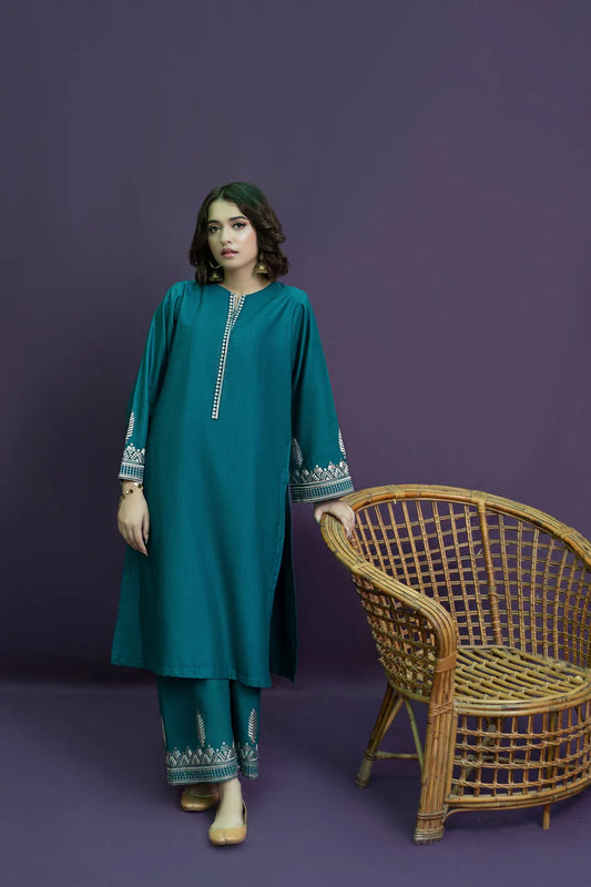 URGE-2PC KHADAR EMBROIDRED SHIRT WITH AND EMBROIDRED TROUSER-BIC-3321