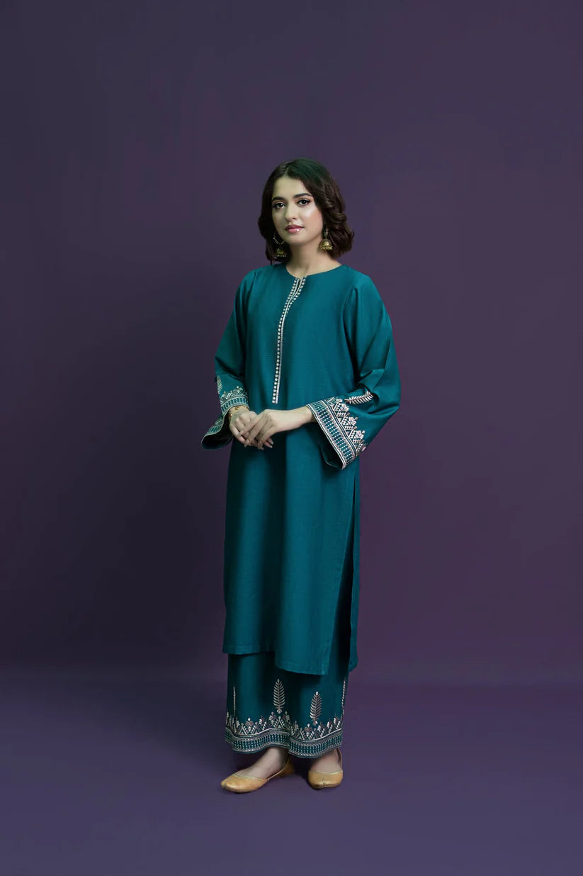 URGE-2PC KHADAR EMBROIDRED SHIRT WITH AND EMBROIDRED TROUSER-BIC-3321