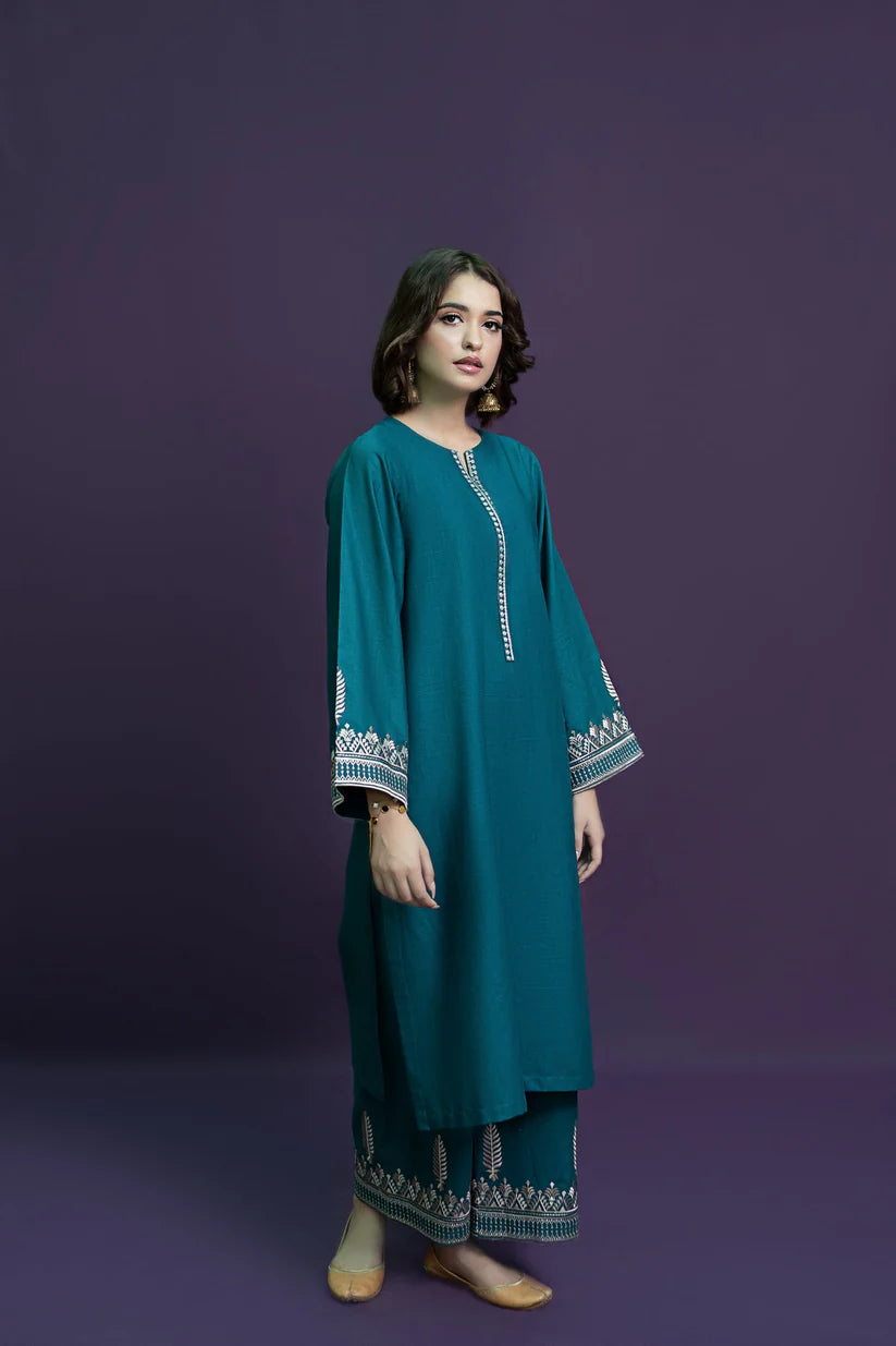 URGE-2PC KHADAR EMBROIDRED SHIRT WITH AND EMBROIDRED TROUSER-BIC-3321