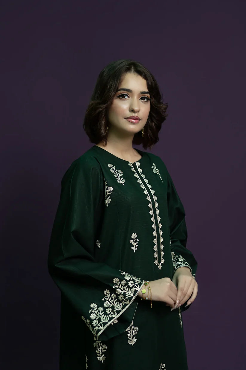 URGE - 2PC DHANAK EMBROIDERED SHIRT WITH DHANAK EMBROIDERED TROUSER-BIC-3369