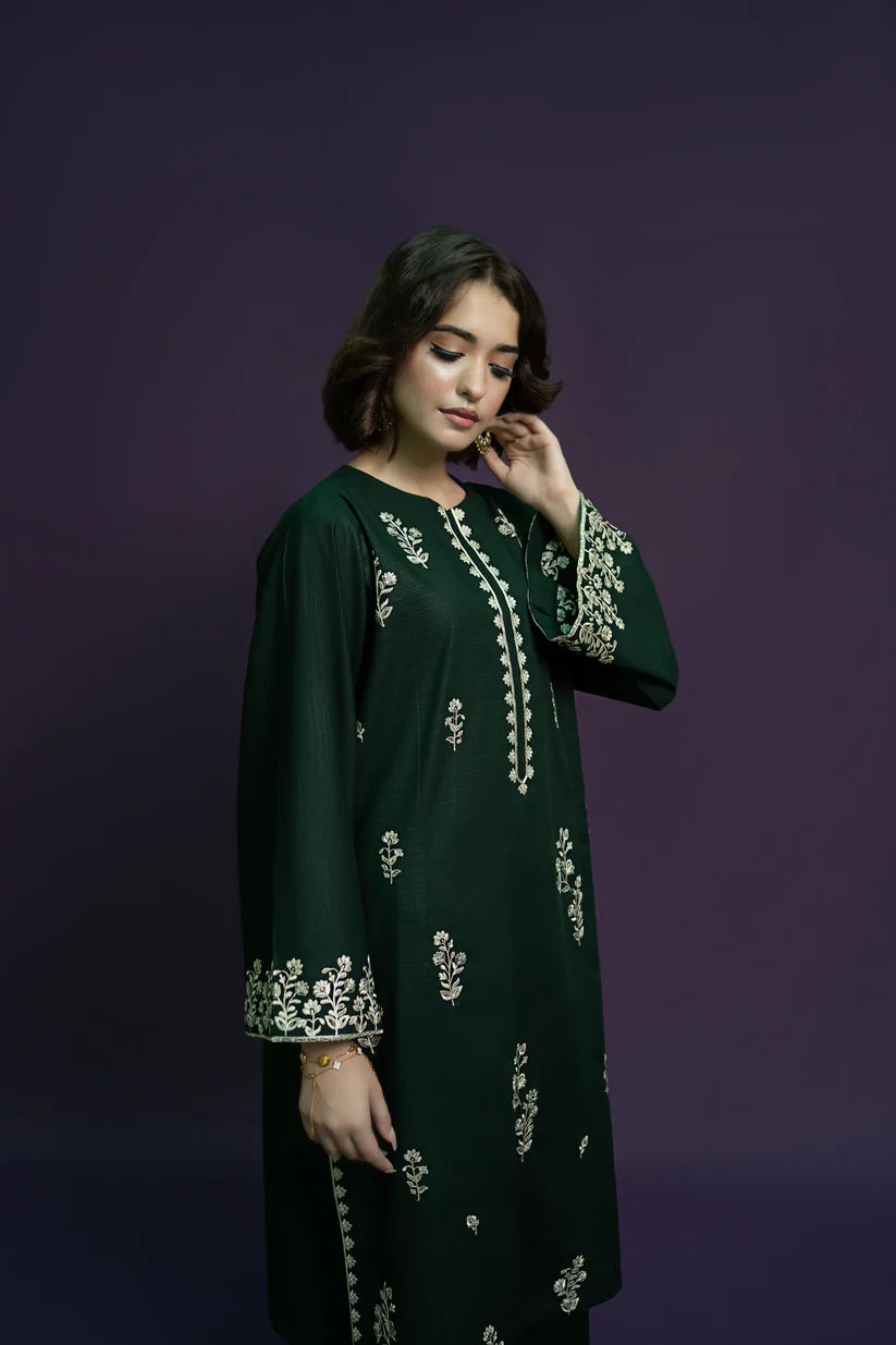 URGE - 2PC DHANAK EMBROIDERED SHIRT WITH DHANAK EMBROIDERED TROUSER-BIC-3369