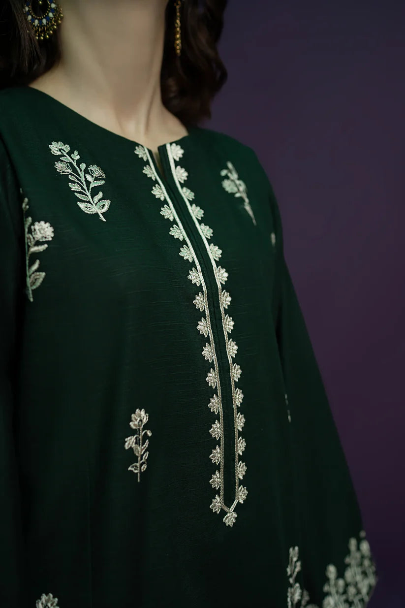 URGE - 2PC DHANAK EMBROIDERED SHIRT WITH DHANAK EMBROIDERED TROUSER-BIC-3369