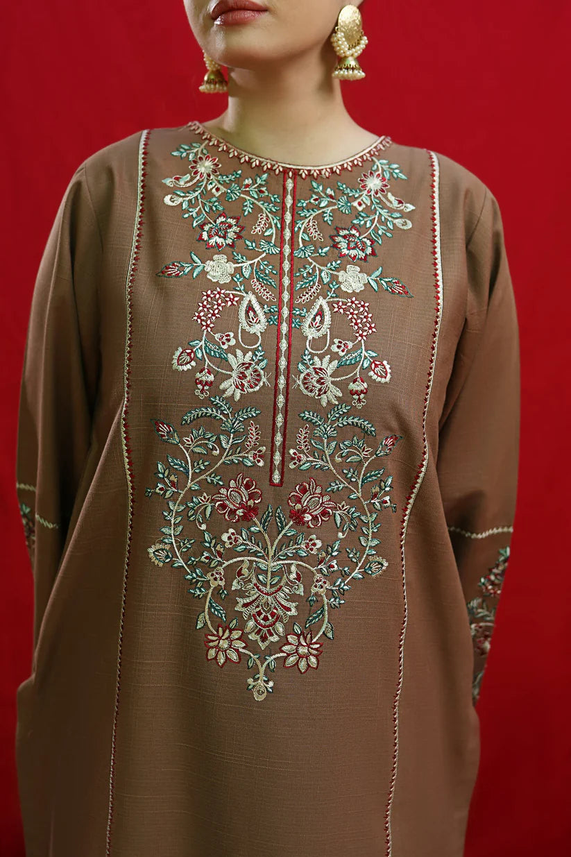 URGE-2PC DHANAK EMBROIDRED SHIRT WITH DHANAK EMBROIDRED TROUSER-BIC-3376