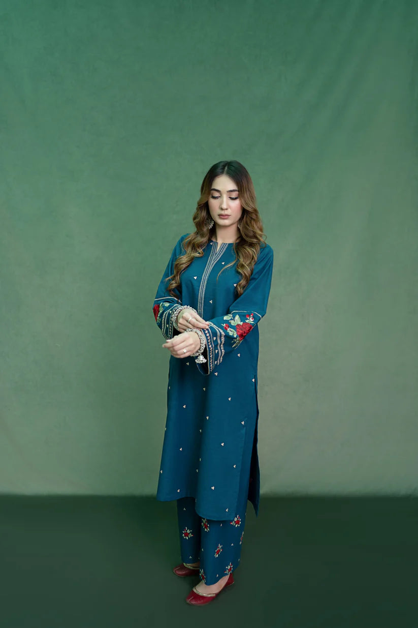 URGE-2PC DHANAK EMBROIDRED SHIRT WITH AND EMBROIDRED TROUSER-BIC-3105