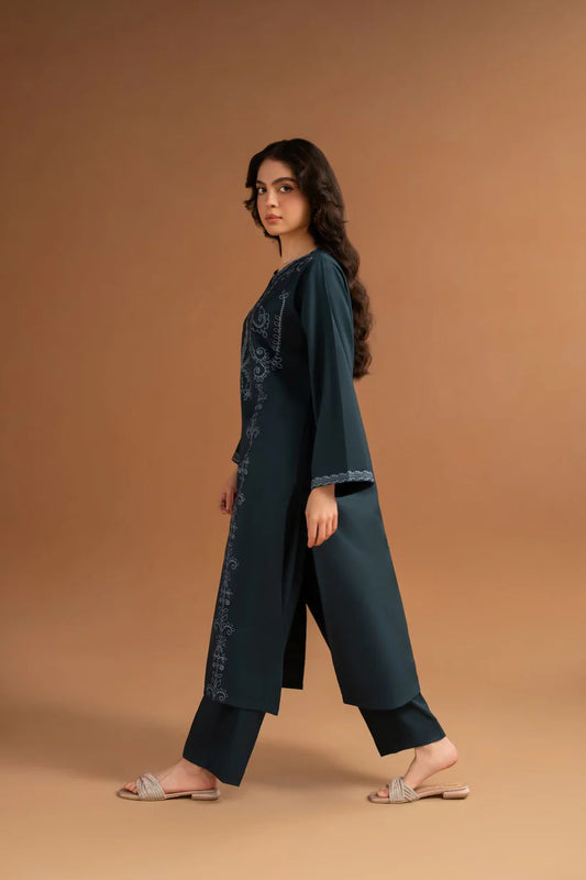 LAZULI-2PC DHANAK EMBROIDRED SHIRT WITH DHANAK TROUSER-BIC-3379