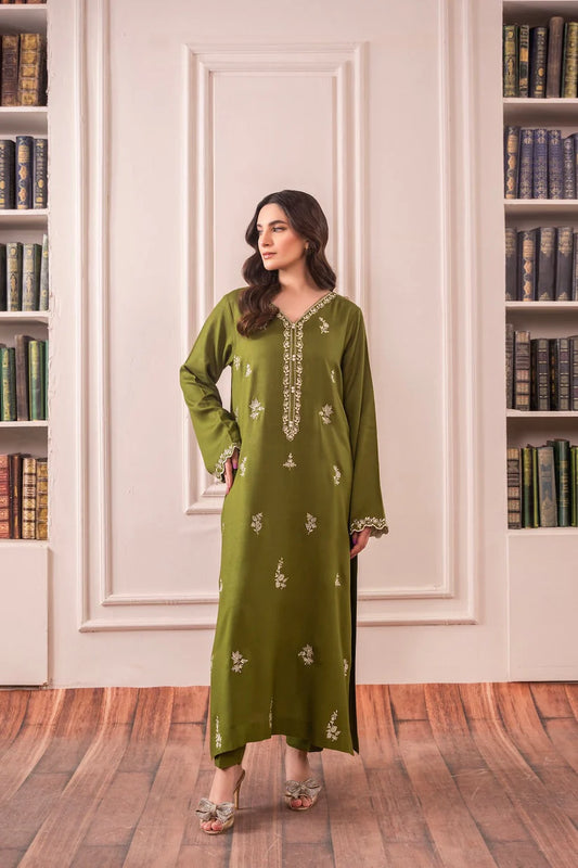 Asim Jofa-Lawn 3pc Embroidered Shirt With Bamber Chiffon Dupatta & Trouser-BIC-3575