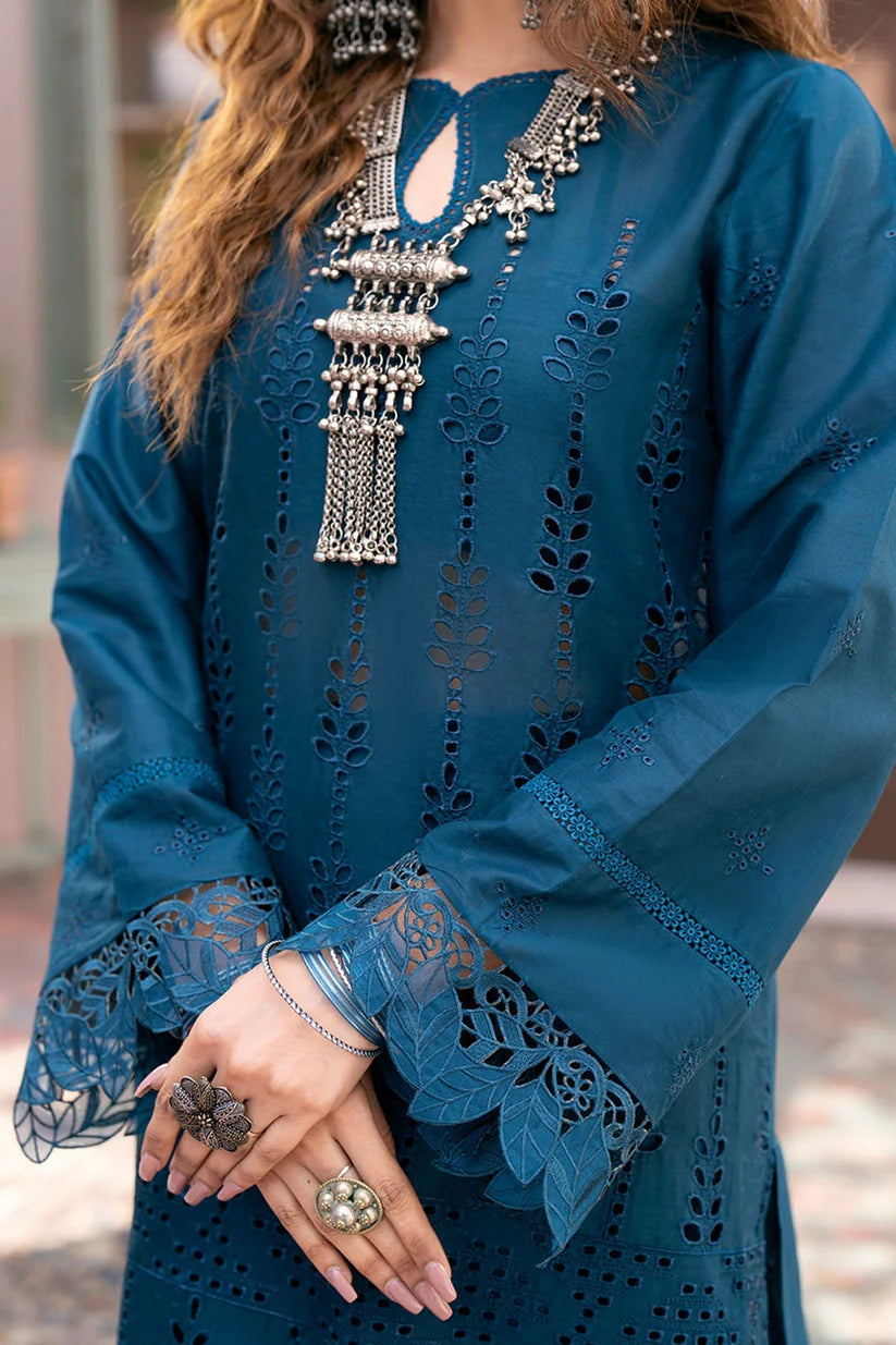 QALAMKAR - 3PC LAWN CHIKANKAARI EMBROIDERED SHIRT WITH PRINTED DUPATTA AND TROUSER-BIC-4027