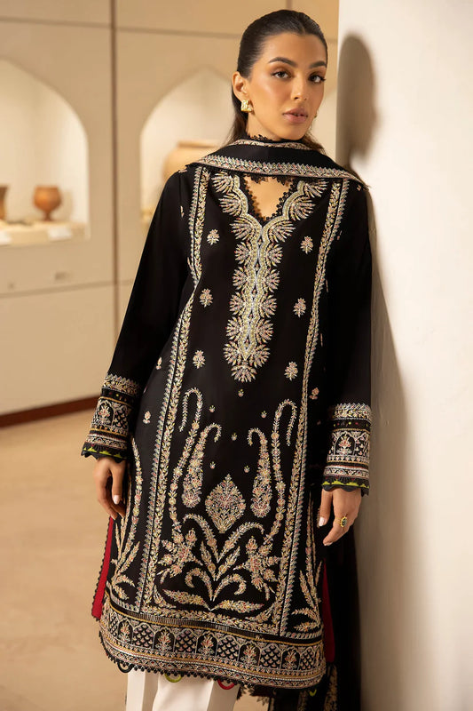 ZAHA- 3PC LAWN EMBROIDERED SHIRT WITH CHIFFON EMBROIDERED DUPATTA-BIC-2866