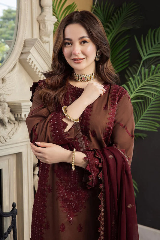 ASIM JOFA-3PC LAWN EMBROIDERED SHIRT WITH BAMBER CHIFFON EMBROIDERED DUPATTA AND TROUSER-BIC-3647