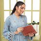 MOMINA COLLECTION-3PC DHANAK EMBROIDERED SHIRT WITH HEAVY CUTWORK EMBROIDERED DHANAK SHAWL AND TROUSER-BIC -1506