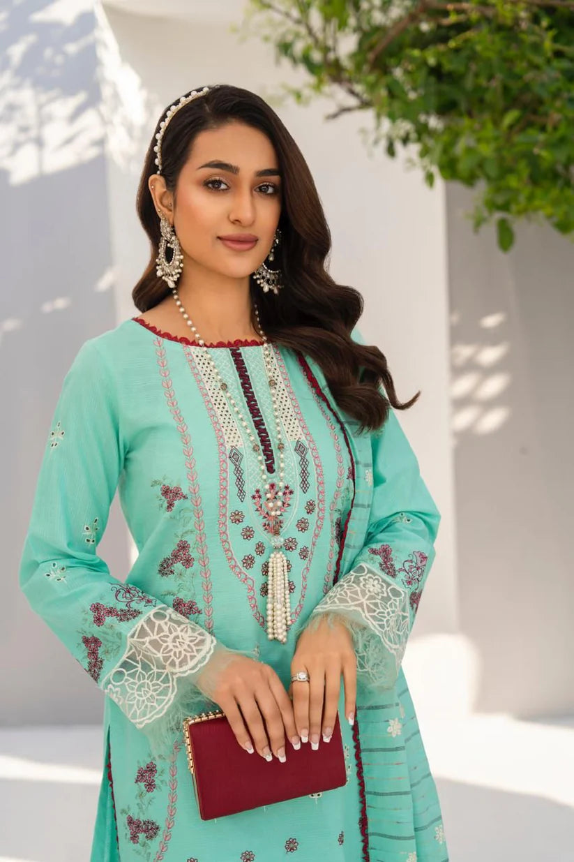 Momina collection-3PC LAWN EMBROIDERED SHIRT WITH LAWN EMBROIDERED READY TO WEAR DUPATTA-BIC-02