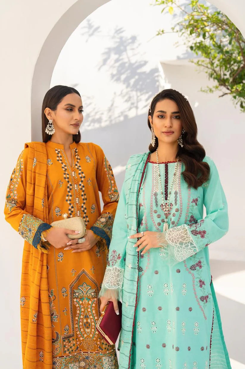 Momina collection-3PC LAWN EMBROIDERED SHIRT WITH LAWN EMBROIDERED READY TO WEAR DUPATTA-BIC-02