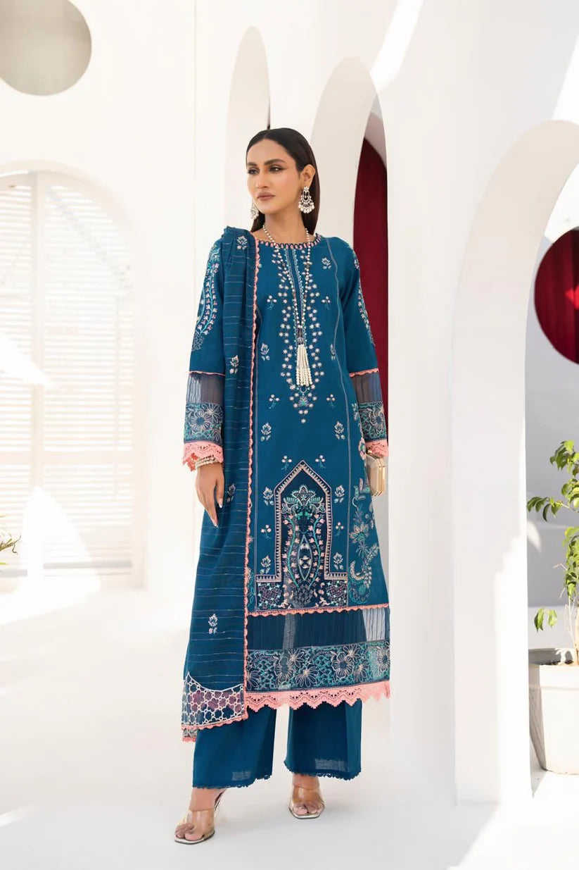 Momina collection-3PC LAWN EMBROIDERED SHIRT WITH LAWN EMBROIDERED READY TO WEAR DUPATTA-BIC-04