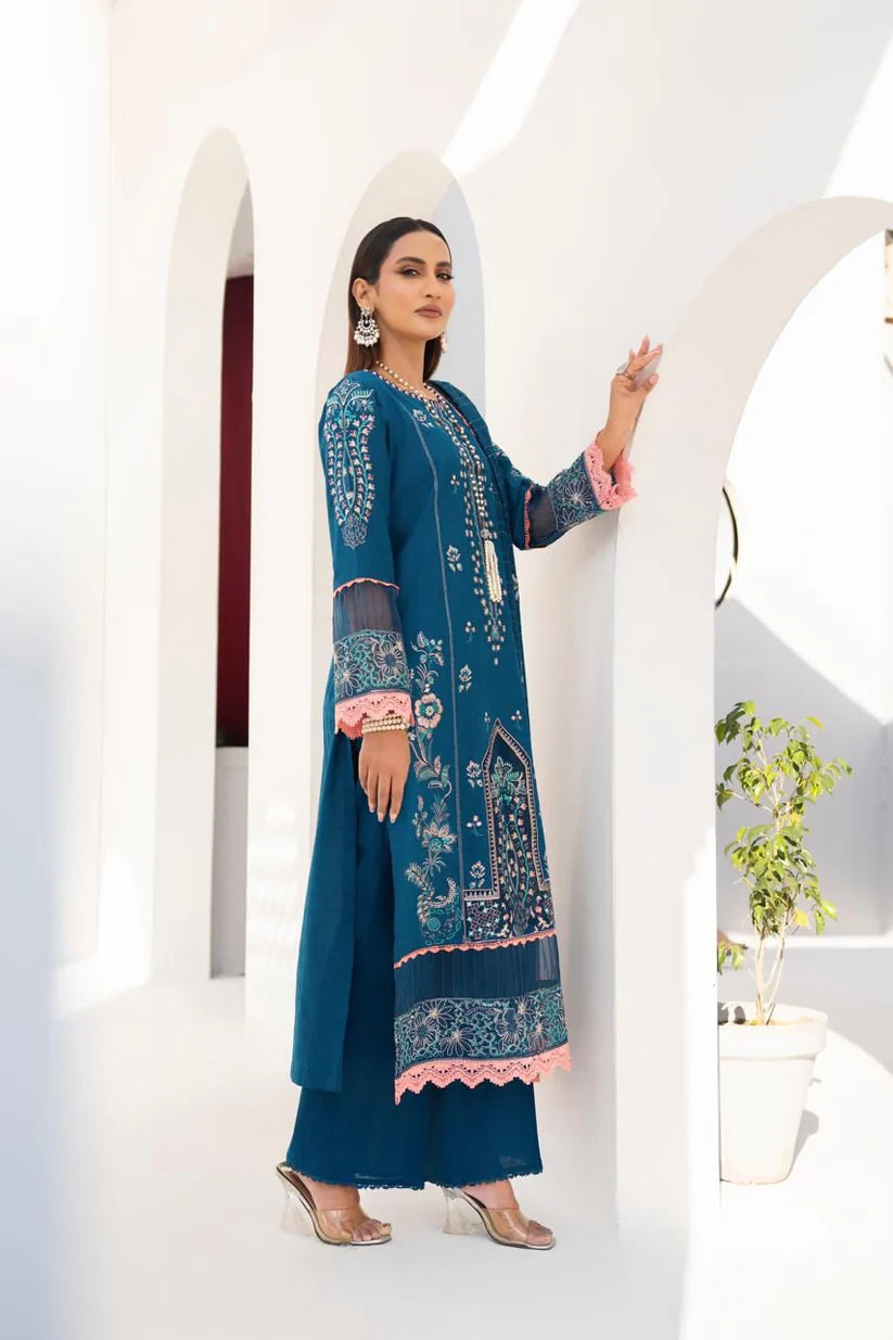 Momina collection-3PC LAWN EMBROIDERED SHIRT WITH LAWN EMBROIDERED READY TO WEAR DUPATTA-BIC-04