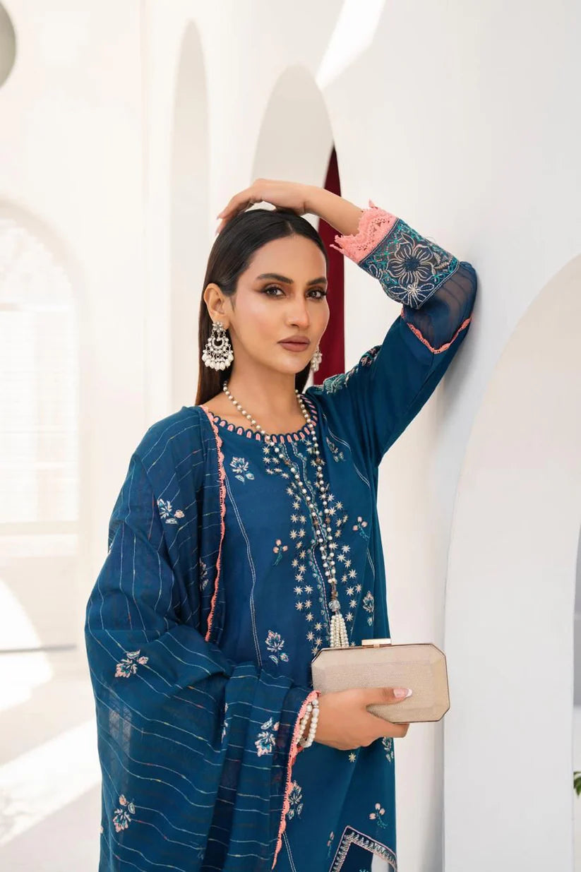 Momina collection-3PC LAWN EMBROIDERED SHIRT WITH LAWN EMBROIDERED READY TO WEAR DUPATTA-BIC-04