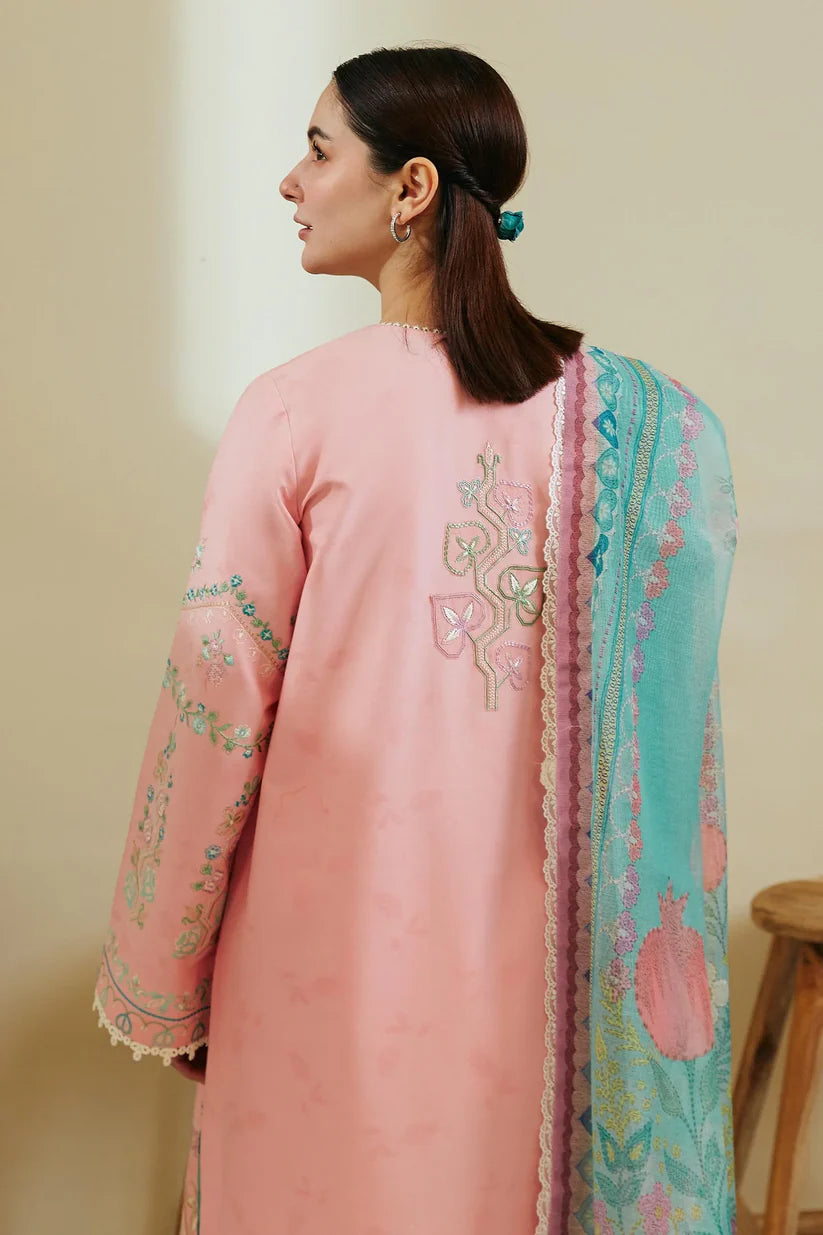 ZAHRA SHAHJAHAN- 3PC LAWN EMBROIDERED SHIRT WITH DIAMOND PRINT DUPATTA-BIC-2802