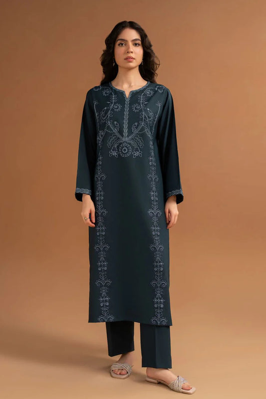 LAZULI-2PC DHANAK EMBROIDRED SHIRT WITH DHANAK TROUSER-BIC-3379