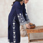 FEROZAE-2PC DHANAK EBROIDERED SHIRT WITH DHANAK EMBROIDERED SLEEVES-BIC-3390