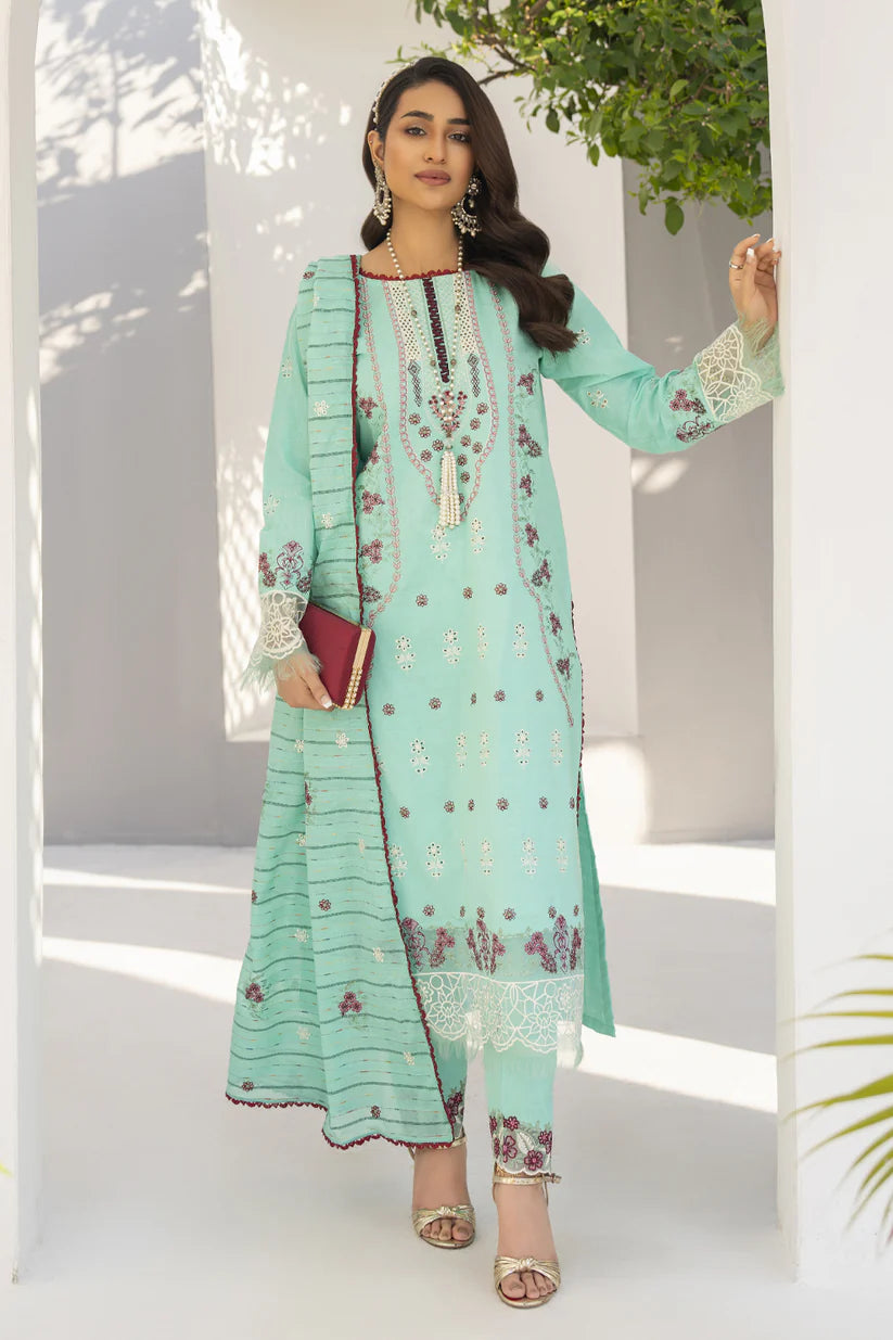 Momina collection-3PC LAWN EMBROIDERED SHIRT WITH LAWN EMBROIDERED READY TO WEAR DUPATTA-BIC-02