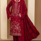 Momina Collection-3PC Dhanak Embroidered Shirt with Velvet Dhanak Shawl and Trouser-BIC-2678 M