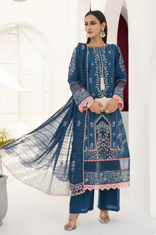 Momina collection-3PC LAWN EMBROIDERED SHIRT WITH LAWN EMBROIDERED READY TO WEAR DUPATTA-BIC-04