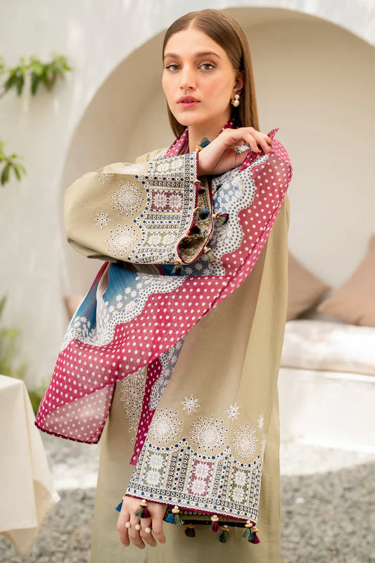 JAZMIN-3PC LAWN EMBROIDERED SHIRT WITH DIAMOND PRINTED DUPATTA & EMBROIDERED TROUSER - BIC