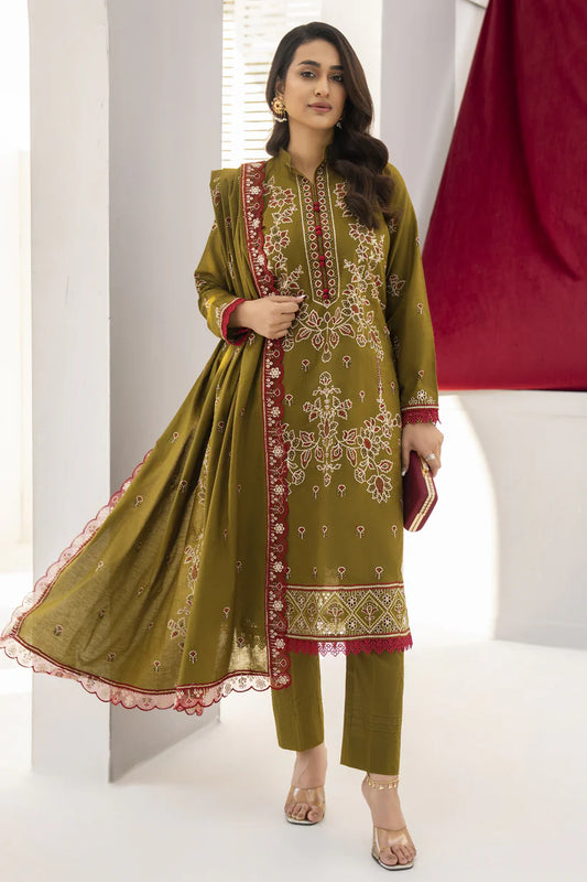 Momina collection-3PC LAWN EMBROIDERED SHIRT WITH LAWN EMBROIDERED READY TO WEAR DUPATTA-BIC-G01